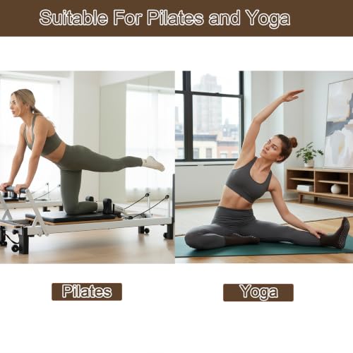 Non-Slip Pilates Grip Socks for Women - Off White, Light Brown, Brown