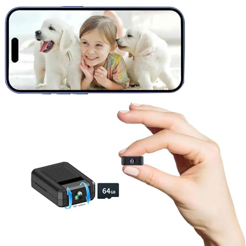 Only 5/8IN! Hidden Camera, with Audio, 4K Mini Small Camera, 64GB SD Card Included! Spy Hidden Cameras for Home Indoor, Spy Cam with Night Vision & Motion Detection, Baby Monitor Small Mini Wireless