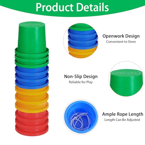 12-Pack Kids Balancing Stilts with Adjustable Rope • 4-Color Bucket Stilts Toys