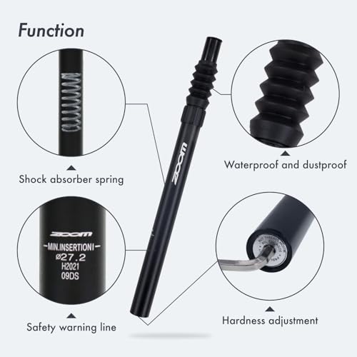 DJC Black 25.4mm Suspension Bike Seatpost Shock Absorbing with Rebound Adjustment
