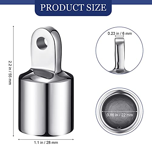 Stainless Steel 316 Bimini Top Eye End Caps 7/8" OD Boat Hardware - 4 pcs