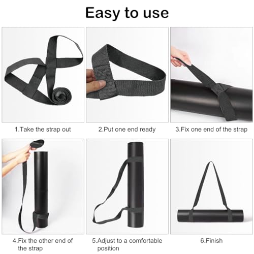 Adjustable Yoga Mat Carrier Strap - 4PCS Black Sling Holder