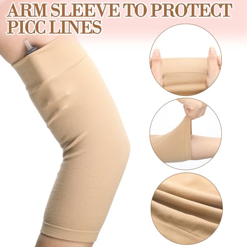 Vinsatin 6pcs X-Large Picc Line Sleeve Cover Light Neutral Color - Medical Arm Protector