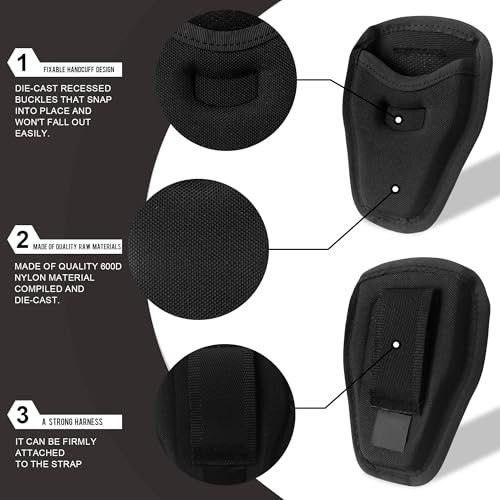 Black 1 Pack Open Top Handcuff Holder Case - Durable Duty Belt Holster