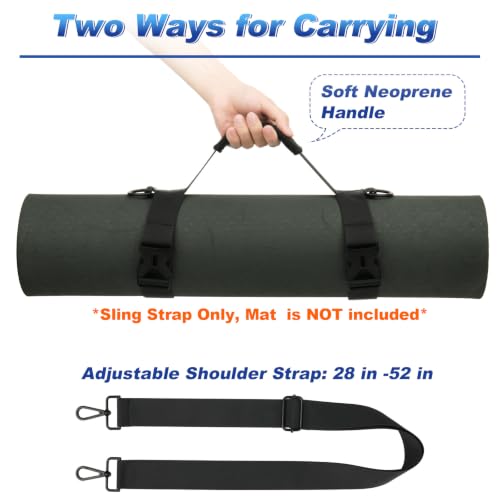 Adjustable Yoga Mat Strap with Shoulder Handle - Black