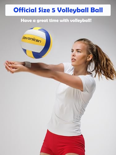Official Size 5 Volleyball for Indoor/Outdoor - Soft Touch Ball with Pump (Yellow-Blue-White)