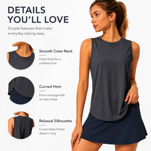 Women's Sleeveless Workout Tank Top - Quick Dry, Small - Dark Grey