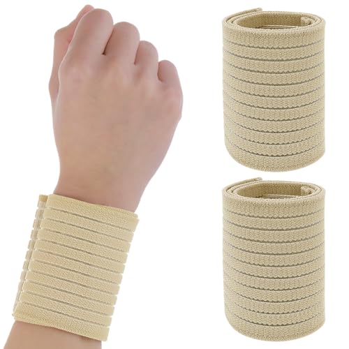 Elastic Wrist Support Band - 2 PCS Adjustable Brace - Beige