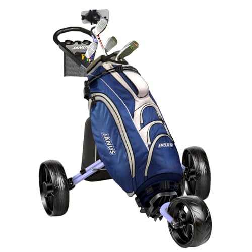 Golf Push Cart - 3-Wheel Foldable with Gooseneck Viewing System - Mist Lavender