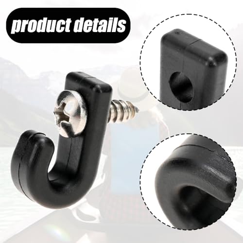 12 Pcs Black Nylon Kayak J-Hooks with Screws for Kayaking