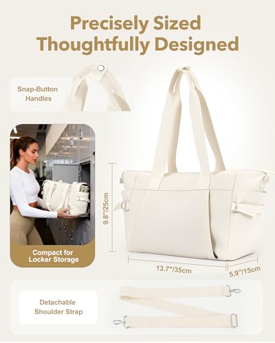 YUFIXO Beige Small Gym Bag for Women - Lightweight Duffle with Wet Compartment, Travel & Workout Crossbody