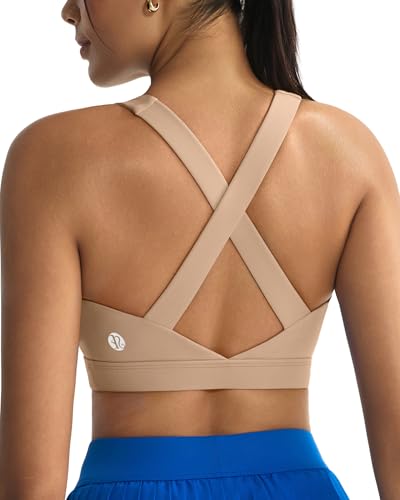 RUNNING GIRL Medium C-Nude Strappy High Impact Sports Bra for Women