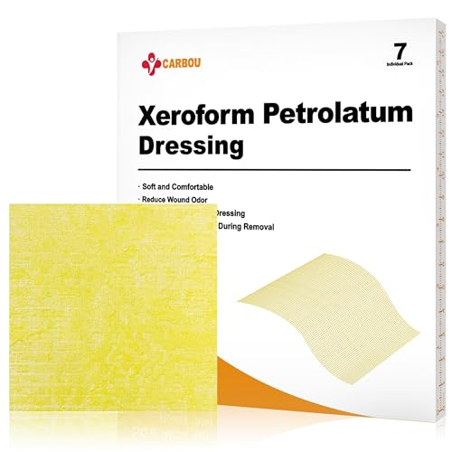 Carbou 7 Pack 4x4 Inch Xeroform Petrolatum Wound Dressings Non-Stick Gauze