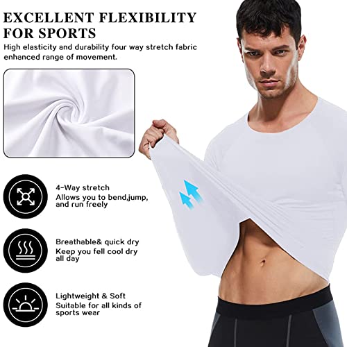 Men's Long Sleeve Compression Workout Shirt - Medium / White - 1 Pack