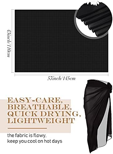 Black Long Sarong Wrap for Women - Plus Size Swimsuit Cover Up