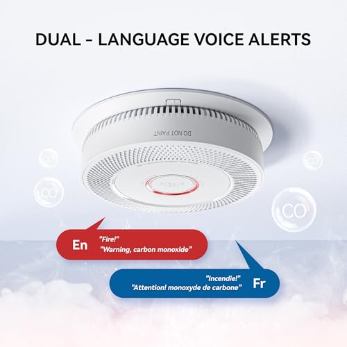 SITERWELL Smoke and Carbon Monoxide Detector 10-Year Battery, Wireless Interconnected Smoke Alarm Carbon Monoxide Detector with Dual Language Voice Alerts for Home and Babyroom, 1 Pack