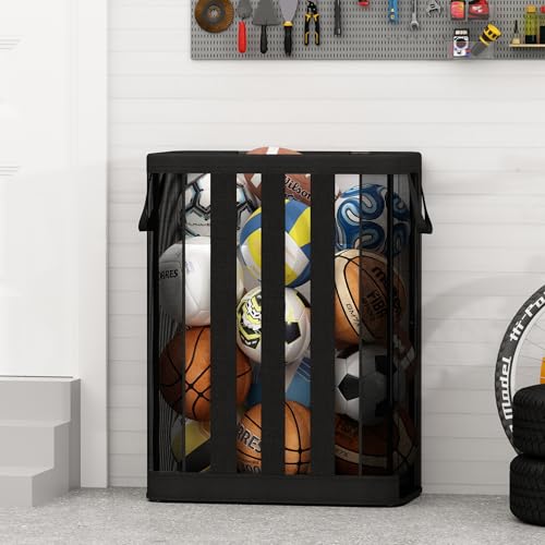 Ball Storage Basket - Wall-Mounted or Freestanding Organizer for 15 Balls
