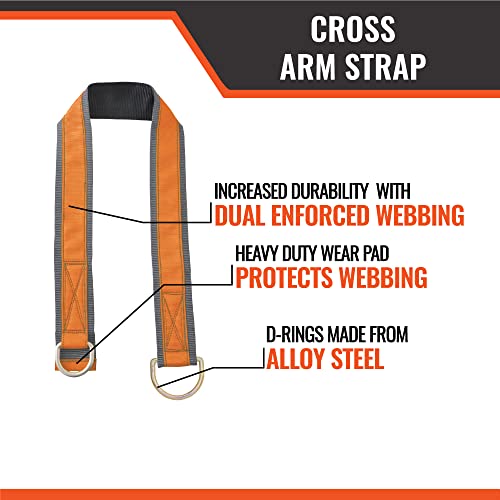 Malta Dynamics 4' Cross Arm Fall Protection Safety Strap, OSHA/ANSI Compliant - D-Ring, Beamer, I-Beam & H-Beam Anchor