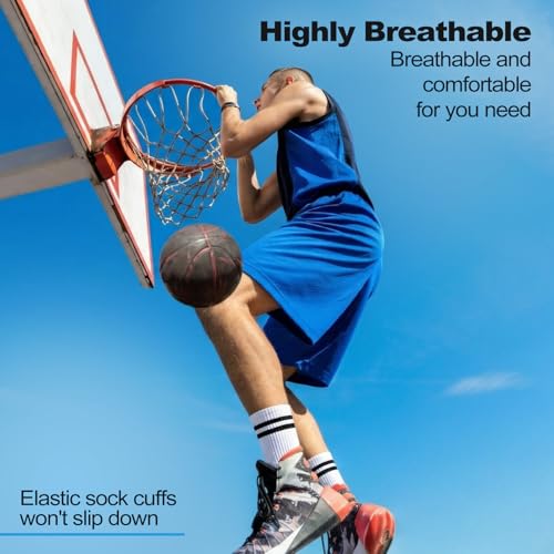 Striped Athletic Crew Socks - 6 Pairs, Size 9-12