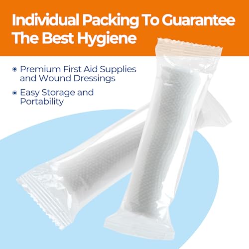 4" x 4.1yds Gauze Rolls Bandages - 24 Individually Wrapped Rolls with Tape