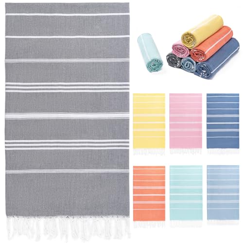 Turkish Beach Towel, 36"x71" Quick Dry Sand Free Oversized, Dark Gray
