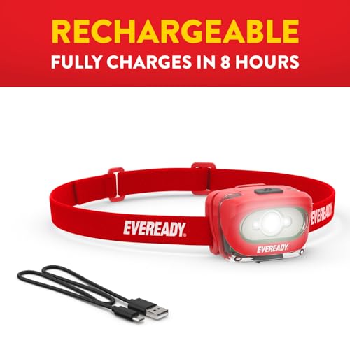 Eveready X200 LED Rechargeable Headlamps 2-Pack with Red Light, IPX4 Waterproof