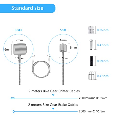 Universal Bicycle Brake and Gear Shifter Cable Set - 4 Piece Stainless Steel