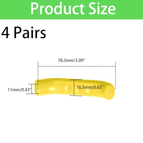 4 Pairs Silicone Brake Lever Grip Covers - Anti-Slip Handle Sleeves - Yellow