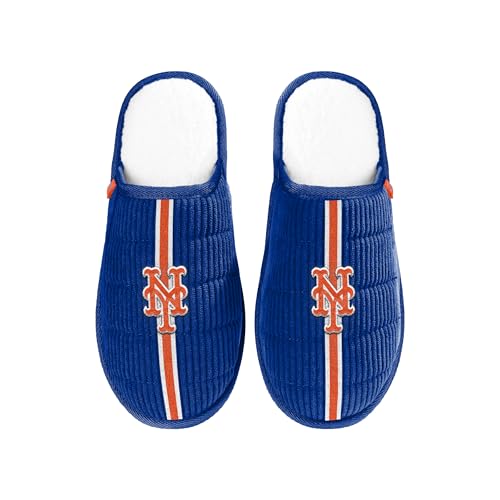 MLB Men's Embroidered Team Color Sherpa Slides - New York Mets | Size 9-10