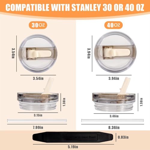2 Pack 40 oz Tumbler Replacement Leak-Proof Flip Straw Lid