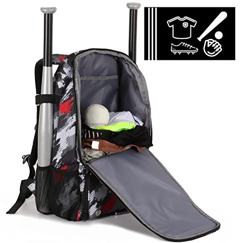 WPole Multicolor Baseball & Softball Bat Bag with Shoe Compartment & Fence Hook for Youth & Adults