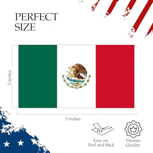 Mexico Flag Vinyl Decal - 3x5 Inch Weatherproof Car Bumper Sticker