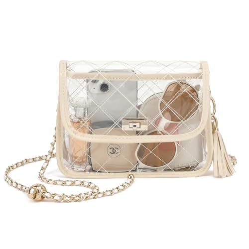 Clear Purse for Women - Stadium Approved Transparent Shoulder Bag - Khaki