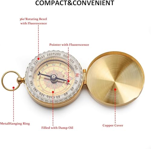 Metal Outdoor Compass for Hiking, Camping & Navigation