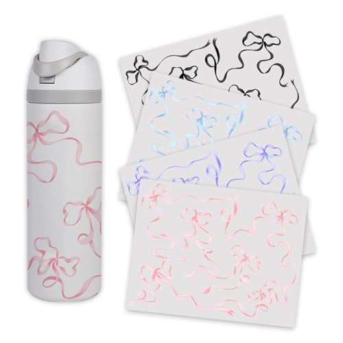 Bow Stickers for 24oz Owala Water Bottles - Purple, Black, Pink, Blue