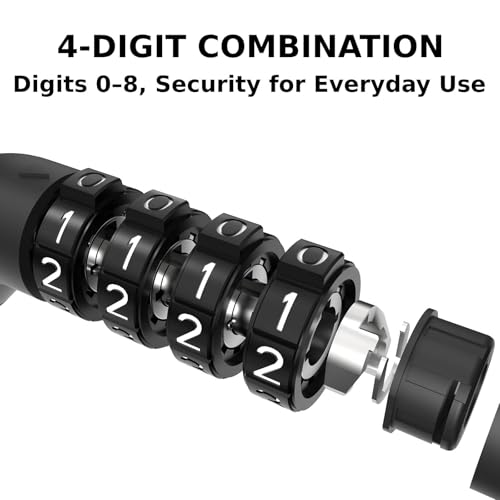 2.62FT Bike Lock Cable - 4-Digit Combination Lock, 10mm