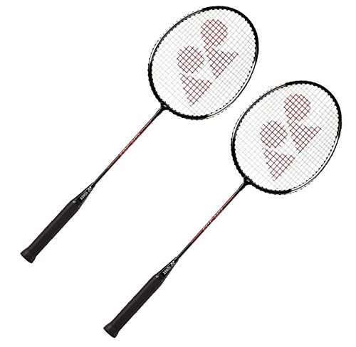 Badminton Racquet Set of 2 with Full Cover - Black