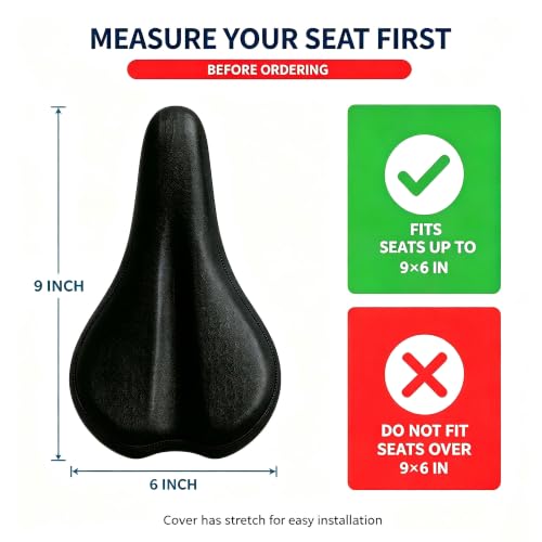 Black Kids Bike Seat Cushion Gel Comfort 9x6in Outdoor Cover Anti-Slip