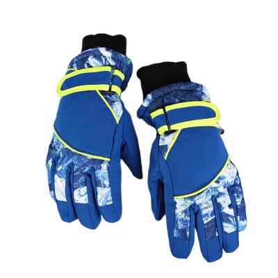 Kids Winter Thermal Gloves - Windproof Ski & Snowboarding - 4-7 Years Old, Blue