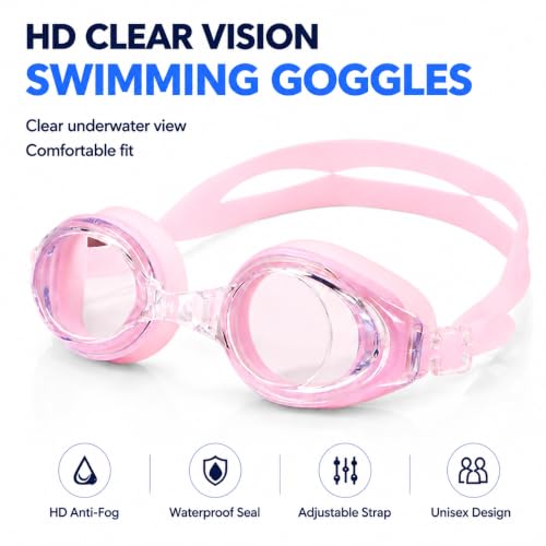 Swimming Goggles - Adult Anti-Fog Leak-Proof - Pink