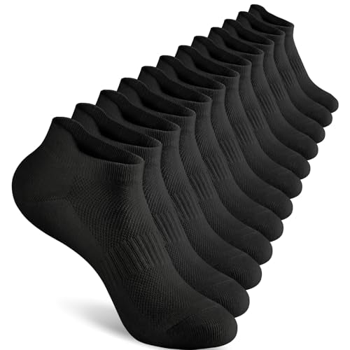 Low Cut Athletic Ankle Socks for Women - 6 Pairs, Black