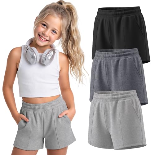 Girls Athletic Shorts - 3 Pack, Stretchy & Breathable