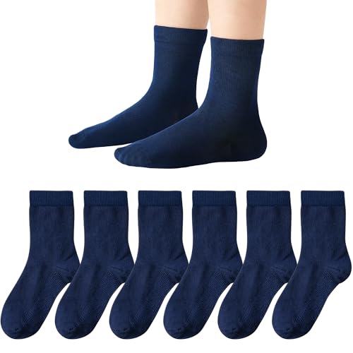 Kids Crew Socks 8-10 Years Navy Seamless Toe School Uniform Socks Boys Girls
