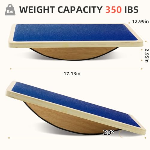 Balance Board for Physical Therapy - Wooden Wobble Board - Blue