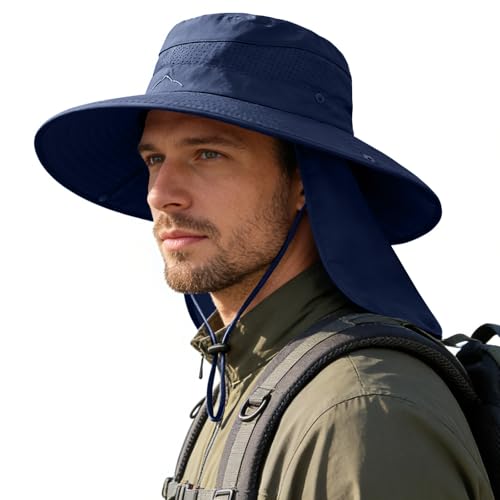 Rosoz Sun Hat for Men & Women with Neck Flap - UPF 50+ Fishing Hat, Navy ( variation: Navy / 1 )
