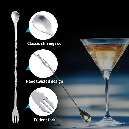 Stainless Steel Cocktail Muddler Set - 10 & 8 Inch with Mixing Spoons