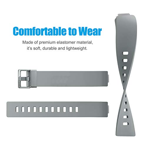 Silicone Bands for Fitbit Inspire HR & Ace 2 - 3 Pack, Large Size (7.1''-9.1'') - Black, Navy Blue, Gray
