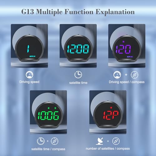 Digital GPS Speedometer G13 with Adjustable Color Display - Plug and Play