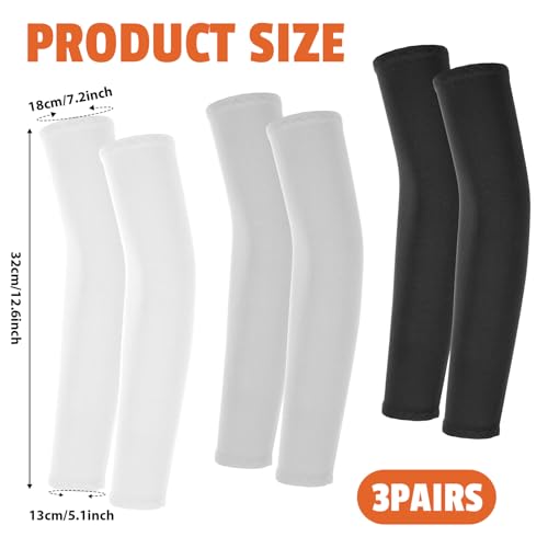 Kids' Arm Sleeves - Breathable Elastic Ice Sleeves for Sports - Black, White & Gray