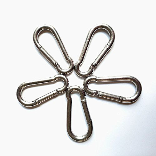 Set of 5 Stainless Steel 2-Inch Snap Hook Carabiner Clips